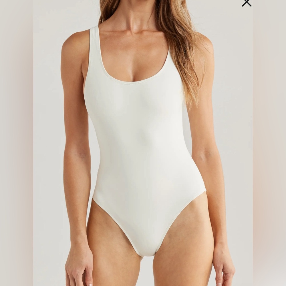 NWT SOLID & STRIPED Annemarie Ribbed Cream One Piece